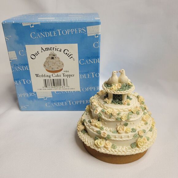 Our America Candle Topper Wedding Cake Doves Roses for Yankee Candle Vintage - Picture 1 of 12